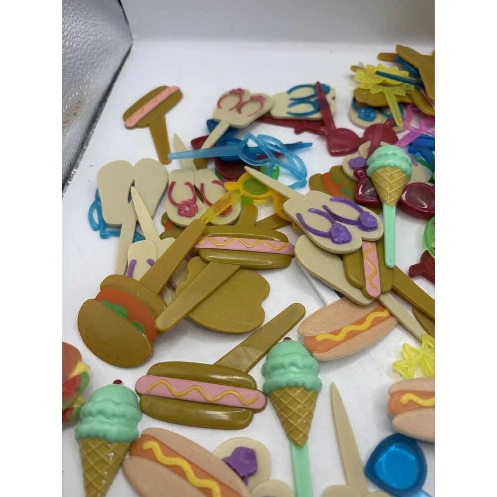 Vintage Lot Of Summertime Cake/Cupcakes Picks Hotdogs, Burgers, Glasses
